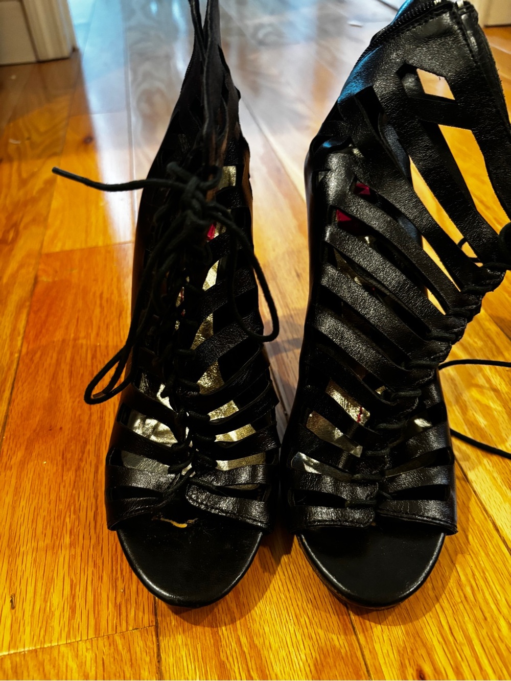 DV by Dolce Vita Black Strappy Lace-Up Heeled Sandals